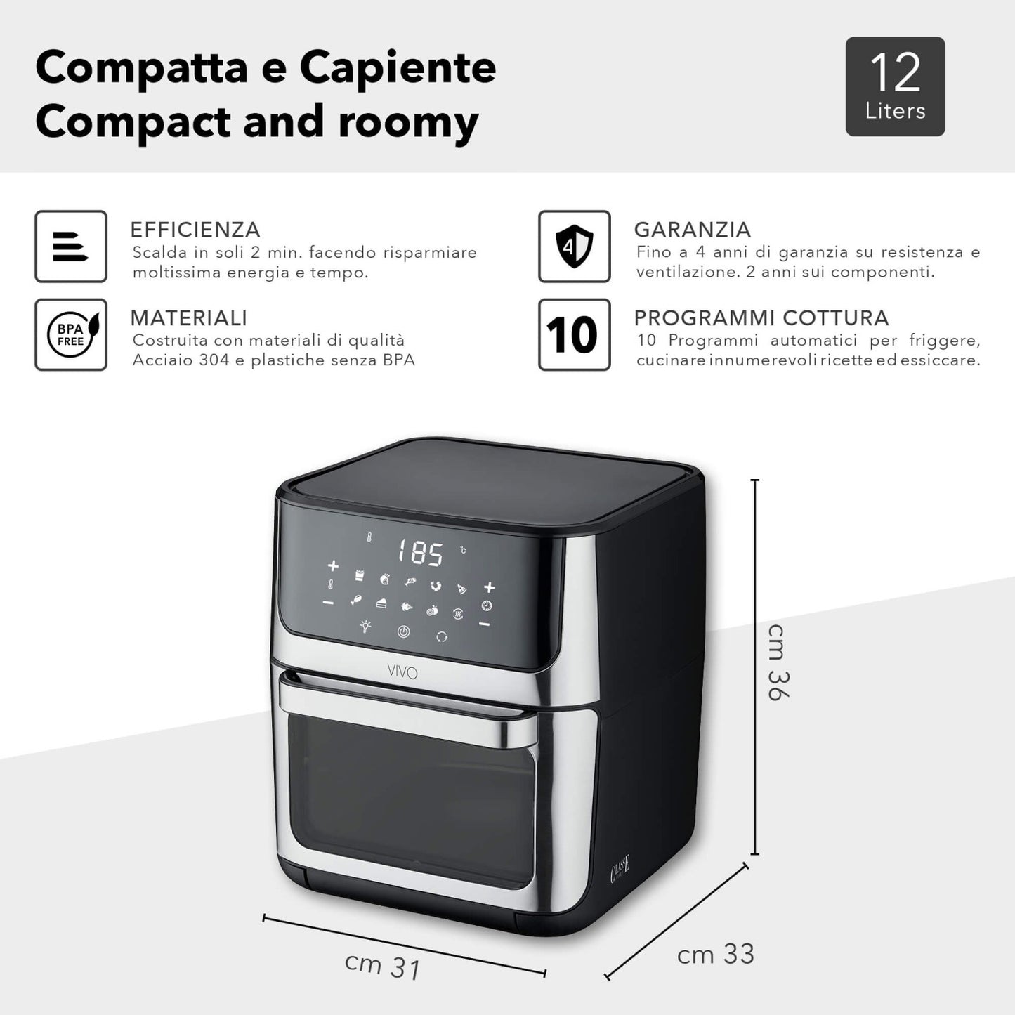 Friggitrice ad aria 12 litri VIVO CLASSE ITALY