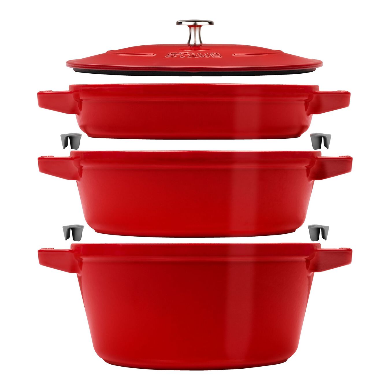Set di 3 coccotte in Ghisa con coperchio STAUB ROSSO